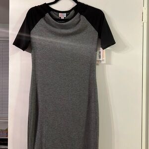 Lularoe Julia dress Heather grey with black sleeves